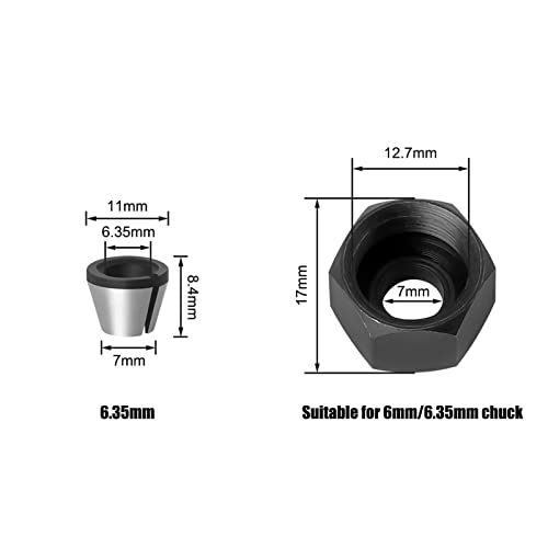 Точност Адаптер Цанга Рутер Инструмент Адаптери Притежателя 6 мм/6,35 мм/8 мм, 1 бр. (Цвят: 6,36 мм)