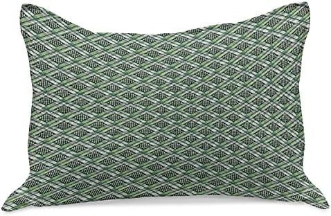 Калъфка за възглавница от стеганого одеяла Ambesonne Хънтър Green, Карирани Модел с Квадрати и Пресичане на линии, Стандартна