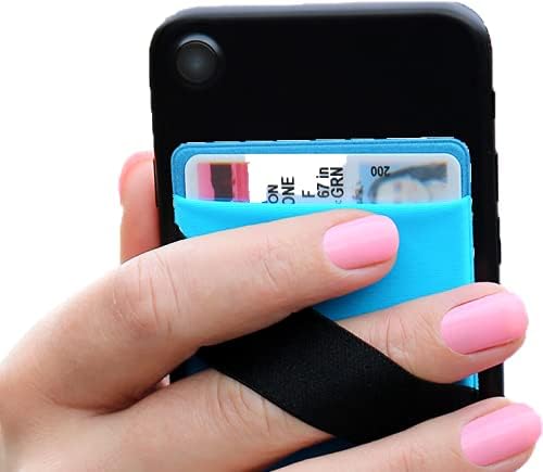 Притежател на кредитна карта и лична карта Албан Phone RFID заключване с каишка за пръстите на 2 Опаковки Син цвят, 2