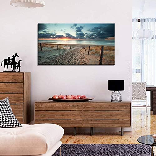 Платно на Стенно Изкуство Плаж на Океана Залез Картини на Природата Дълги Платна Артистични Щампи Модерен 20 см x 40
