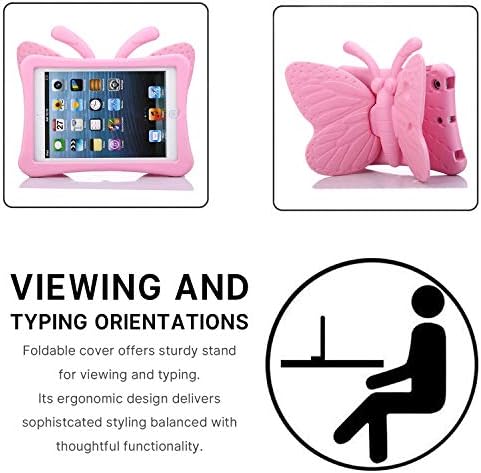 Simicoo iPad 9 8 10.2 3D Сладък калъф-пеперуда за деца ipad 9 Детски калъф с поставка Лека EVA устойчив на удари Здрав