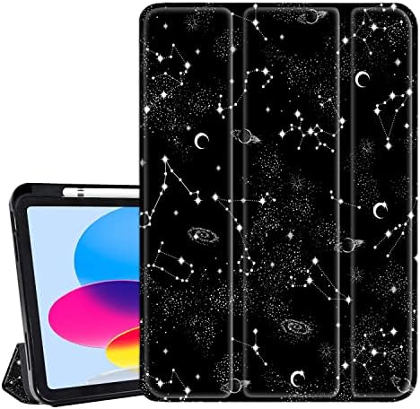 Калъф Hi Space за iPad на 10-то поколение iPad 10.9 Constellation Black Star Case 2022 с Държач за Моливи, Звездното