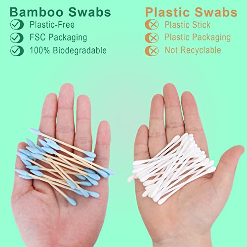 Почистване на ухото от естествен бамбук, екологично чисти и биоразградими – Удобни и меки двойни уши пръчки без пластмаса