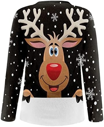 Жена Пуловер-Поло С U-образно деколте, Пуловер с цип С Принтом, Коледна Тениска с Дълъг ръкав, Сладки Пролетни Пуловери