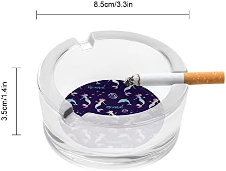 Холограма на Русалка с Делфина Стъклени Пепелници за Цигари и за Пури, Пепелник Кръгъл Калъф за употреба за Украса на Масата на Работния Плот Подарък