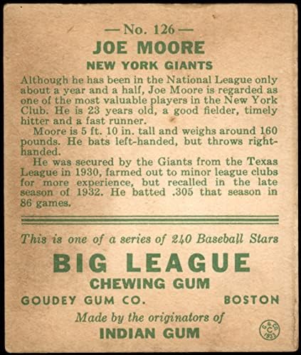 1933 Гуди 126 Джо Мур Ню Йорк Джайентс (Бейзболна картичка) VG Джайънтс