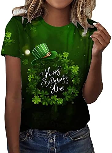 CGGMVCG Тениска В Деня на Св. Патрик, Женска Тениска С Къс ръкав и Принтом Детелина, Блузи, Ирландски Фестивал, през