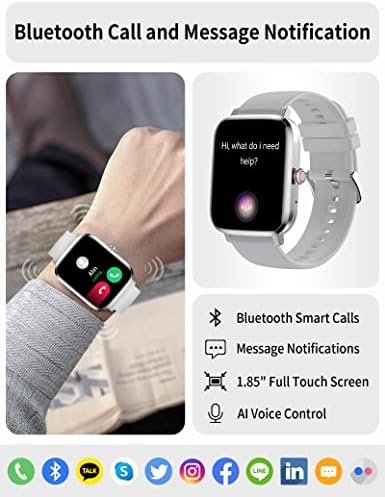 Смарт часовник (Отговор /осъществяване на повикване), 1,85 Смарт часовник с пълен сензорен екран за мобилни телефони с Android и iOS с пульсометром и контрол на съдържание?