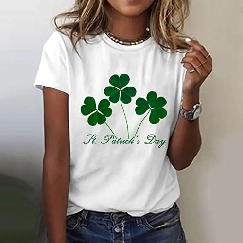 CGGMVCG Тениска В Деня на Св. Патрик, Женска Тениска С Къс ръкав и Принтом Детелина, Блузи, Ирландски Фестивал, през