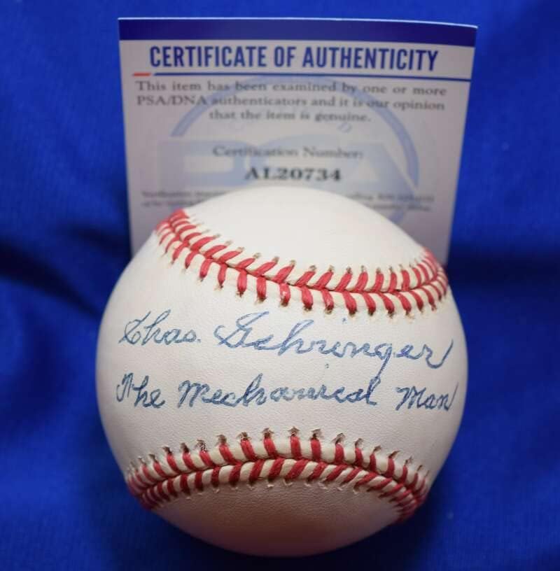 Чарли Герингер Механичен Човек PSA ДНК Coa Автограф Подписан от Американската Лига Бейзбол