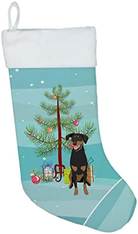 Caroline's Treasures WDK2997CS Доберман-Пинчер с Черни и ръждясали Натурални уши 1 Коледен Чорапи, чорапи за висящи