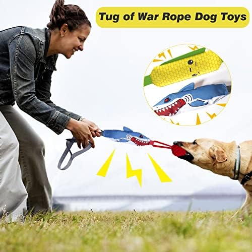 DOUBFIVSY Писклив Играчки за теглене въже за кучета, Играчки за дъвчене за кучета, Въжени играчки за кучета със здрава дръжка за теглене на въже, игри за дресура кученца,