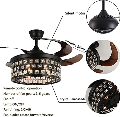ChezMax Американски Кристална Вентилатор лампа 110 Всекидневна с Трапезария и Спалня Луксозен Вентилатор на Тавана лампа