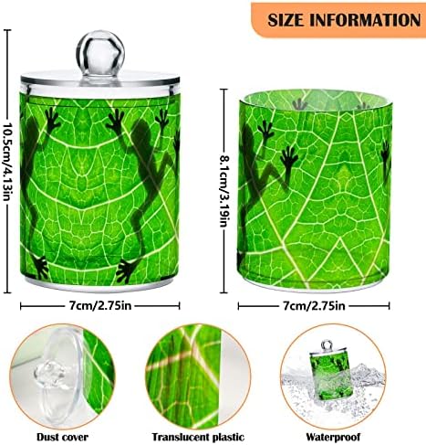 YYZZH Лягушачьи Сянка Върху Зеления Лист, 4 опаковки, Qtip, Държач, Диспенсер за Памучни Тампони, Кръгли Тампони, Конец