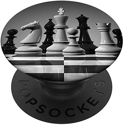 Страхотен шахматист, фигура с поп-жак, Черно-бели PopSockets PopGrip: Замяна ръкохватка за телефони и таблети