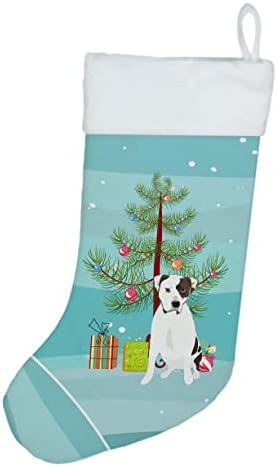 Съкровищата на Каролина WDK3117CS Питбул, Бяла 2 Коледни Чорапи, чорапи за висящи пред камината, Коледен Сезон декорация