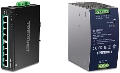 Комплект TRENDnet 8-Портов Промишлен Fast Ethernet Switch PoE + DIN-рейк TI-PE80, 240 W 52 vdc 4,61 А, промишлен източник