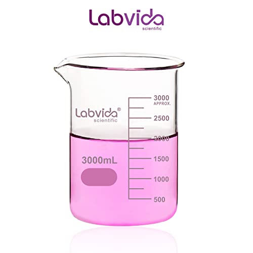 Стъклена чаша Labvida обем 3000 ml, 3,3 Боросиликатный Griffin Ниска форма, с Приложената Класификация, LVA022