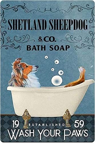 Куче Sheltie Метална Лидице Знак Shetland Sheepdog Co. Сапун За Баня Забавен Плакат Кафе Селска Къща С Хол Баня Кухня