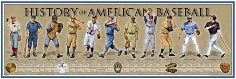 Плакат на История на американския бейзбол - Печат на времевата скала с Размер на 11 3/4 от инча на 36 инча