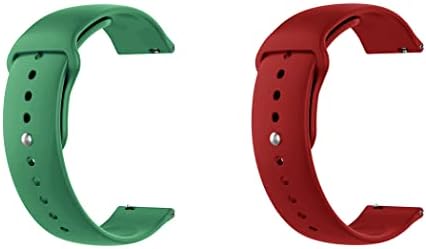 Быстросъемный каишка за часовник ONE ECHELON, съвместим с Samsung Galaxy Watch3, каишка силикон за часовника 41 мм с ключалка на бутона, опаковка от 2 броя (зелен и червен)