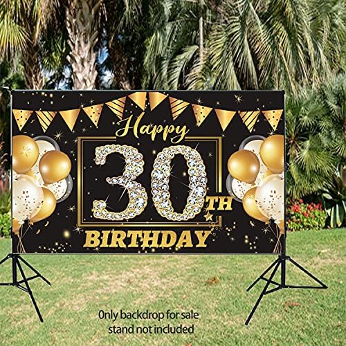 Фон за украса на 30-ия ден от раждането, Банер за него / Нея, Декорации с 30-ти Рожден Ден за мъже и Жени, Черен Златен Фон За Снимки на Рожден Ден, на Фона На Снимки на 30-и?