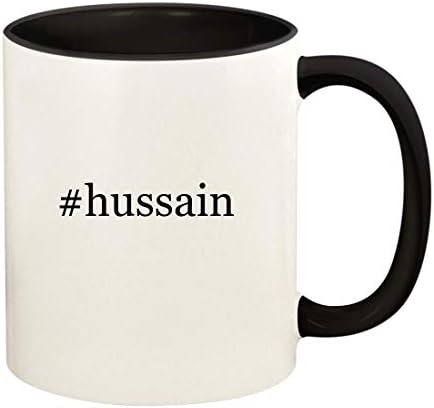 Подарък дрънкулки #hussain - Хэштег 11 грама, Керамични Цветна Дръжка и Вътрешната част на Кафе Чаши, Черна