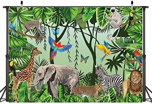 Тикуеникоа 7 × 5 метра Джунглата на Фона на Сафари Животни Тропически Момче Рожден Ден на Бебе Душ Парти по случай рождения