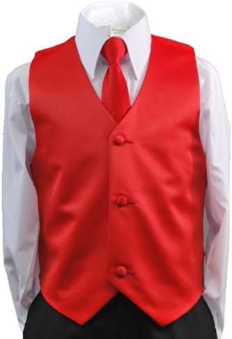 Комплекти от атласного Червена жилетка и вратовръзка за момчетата Unotux 2 елемента от Бебе до Тийнейджър