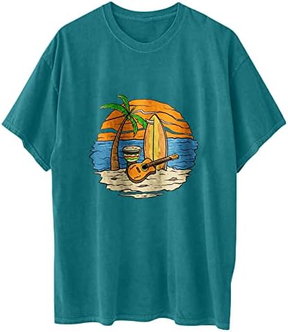 Плажен Обяд Топ Тениска за Жени Лято Есен с Къс Ръкав 2023 Дрехи С Кръгло Деколте Памук Графичен Топ O0 O0