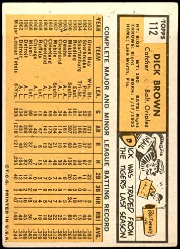 1963 Topps 112 Дик Браун Балтимор Ориолс (Бейзболна картичка) ДОБРИ ориолс