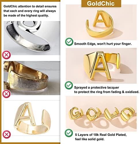 KeyStyle GoldChic Бижута Златното Отворен Пръстен с Начални Букви, Регулируема, Дамски Ефектен Пръстен, Персонални Женски Пръстен-Печат с Надпис за парти