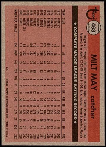 1981 Topps 463 Милт Мей Сан Франциско Джайентс (Бейзболна картичка) Ню Йорк /MT Джайънтс