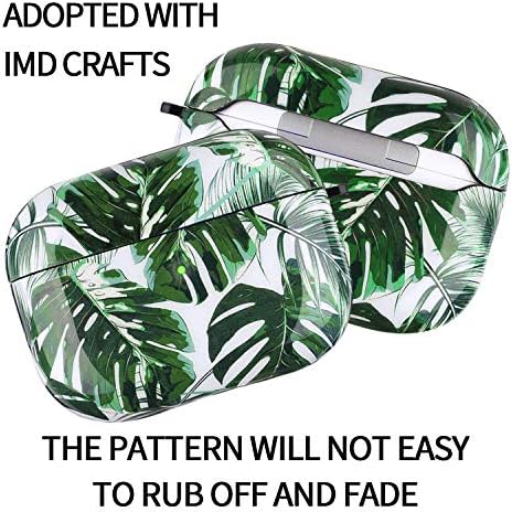 Калъф за Airpods Pro - YOMPLOW Hawaii Palm Leaf Защитен Твърд калъф от естествена кожа, Преносим и устойчив на удари