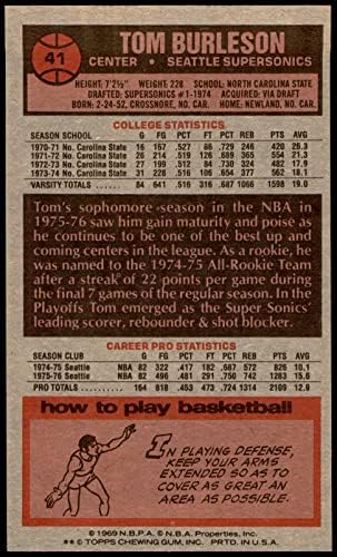 1976 Topps # 41 Това Берлесон Сиатъл суперсоникс се (Баскетболно карта) NM/MT суперсоникс се Северна Каролина St