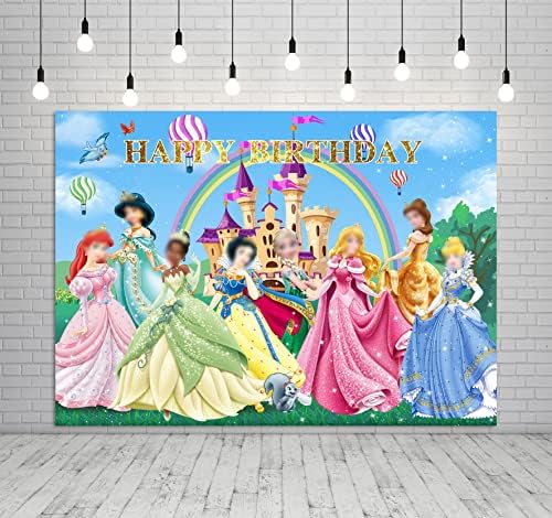 На фона на рождения Ден на принцеси за момичета, Cartoony Дъгата заключване, Страхотна рокля, Животни, Розов блестящ
