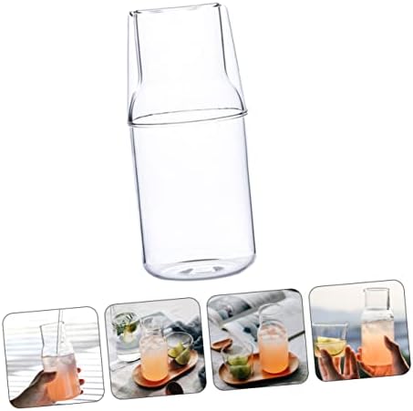 Luxshiny 1 Комплект-Висок съда borosilicate на стъкло, Стъклена Кана с капак, Стъклена чаша с капак, Стъклена Бутилка