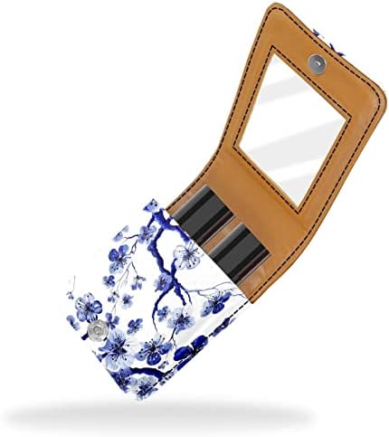 Случай Червило грим Сливи боя мастило синьо Цвете на китай с Огледало за Портфейла|козметични чанти с Огледало