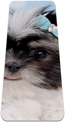 Дебела подложка за йога Siebzeh Shih Tzu Puppy Dog Премиум-клас, в екологично Чист Гумена подложка за здраве и фитнес,