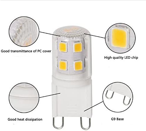 Led лампа YDJoo G9 2 W, led крушки, еквивалент на 20 W, Топло Бяла 3000 До ъгъл на лъча 360 °, G9, Цокъл на за Кристал
