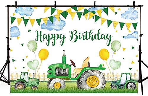 AIBIIN 10x7ft земеделското стопанство Трактор, Фон за Рожден Ден за деца, Зелена Трева Балон знамето на Облак Фон За