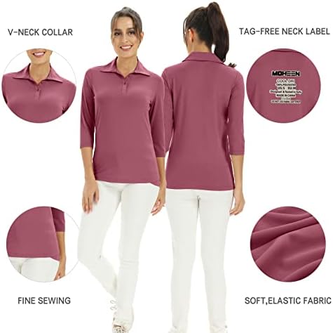 Дамска Риза за Голф с 3/4 ръкав, Ежедневни Блузи С V-образно деколте, Риза с къси ръкави За Спорт и Отдих, Обикновена Ризи с копчета