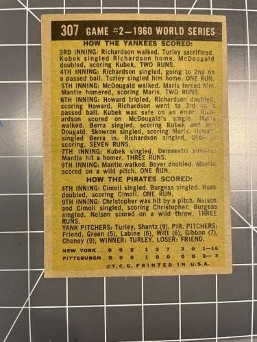 1961 Topps 307 Световните серии 1960 Мики Мэнтл Удря бейзболна карта 2 Хомерса, Бившият бейзболни картички