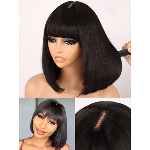 Guree Hair 14 Инча Бесклеевой Перука Боб Дантела перуки за черни жени от Естествена Перука От Човешка Коса Бесклеевой
