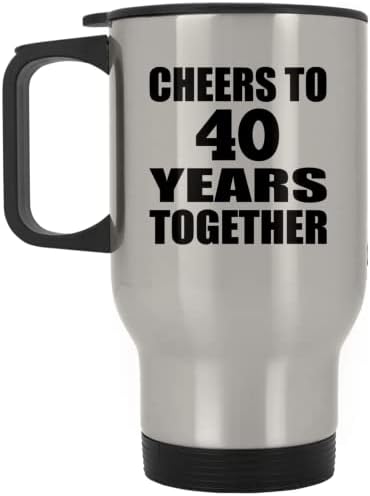 Дизайн В чест на 40-годишнината, Поздравления С 40 Години Съвместен Живот, Сребърен Пътна Чаша 14 грама, на Изолиран Чаша от Неръждаема Стомана, Подаръци за Годишнина, ?