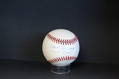 Автограф на Фил Каварретты (MVP 1945) в бейзбола Auto PSA/DNA AM48758 - Бейзболни топки с автографи