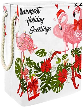 Кошница за дрехи Inhomer Фламинго с Коледна Шапка Подаръци, Поздравителни Сгъваема Кошница за Дрехи на Търговската Кофа