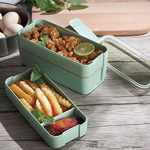 SJYDQ Обяд-Кутия за храна Bento Box 3 Слой От слама пшеница Bento Boxes на Съдове за Микровълнова Фурна Съдове за съхранение