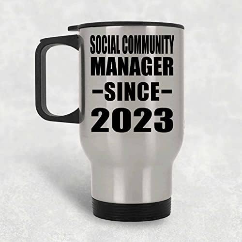 Designsify Мениджър на Социална общност От 2023 г., Сребърна Чаша За Пътуване, Чаша с Изолация от Неръждаема Стомана