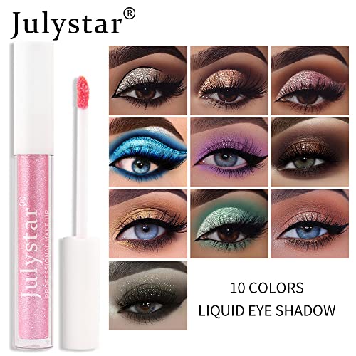 Julystar Поляризирани течни сенки за очи козметика, блестящо обикновена сенки за очи козметика (02)
